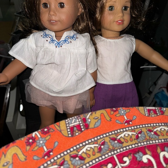 American Girl Dolls in White and Purple Outfits - Picture 2 of 13